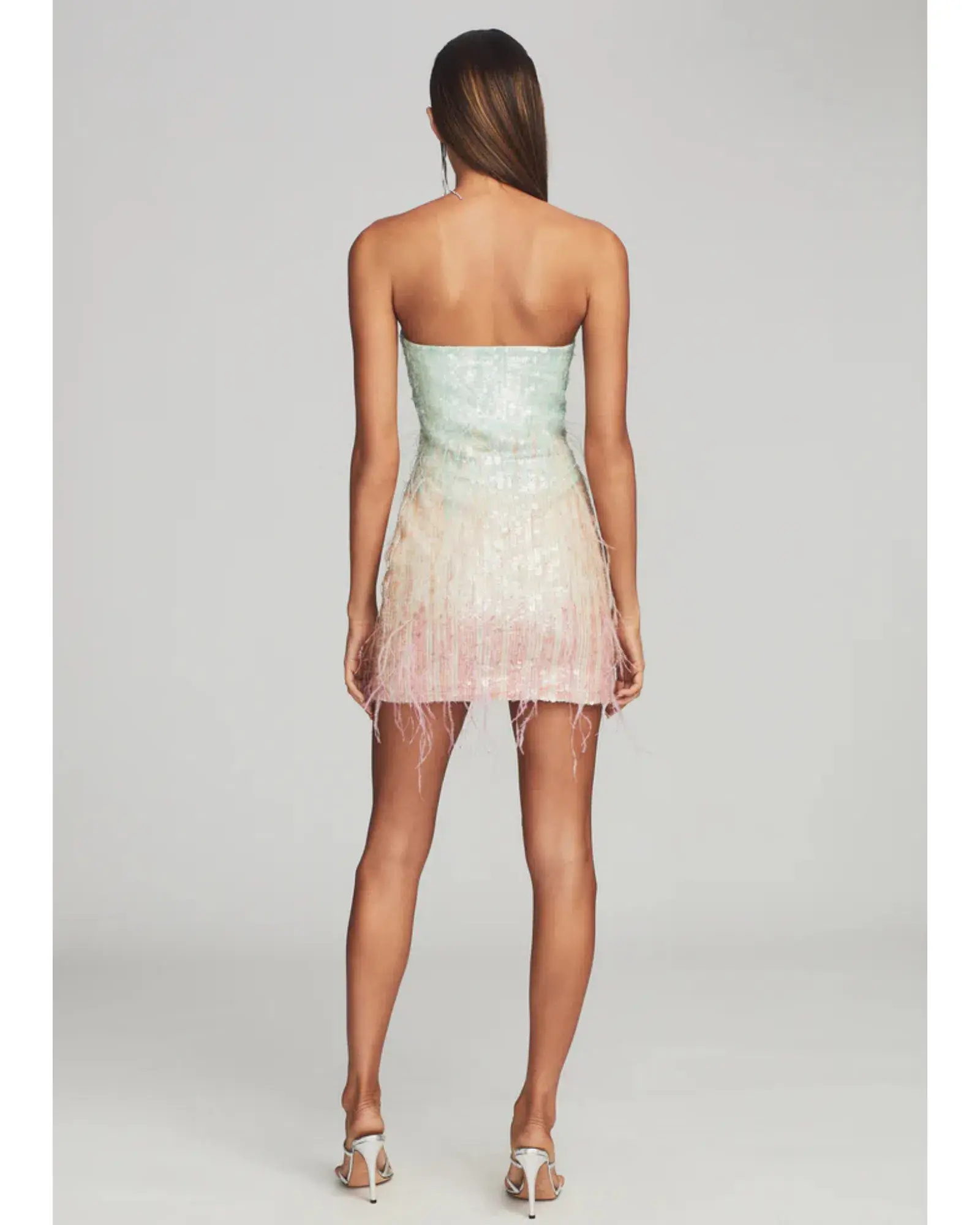 Retrofete Anastasia Sequin Feather Mini Dress in Feather Size AU 8 - Image 3