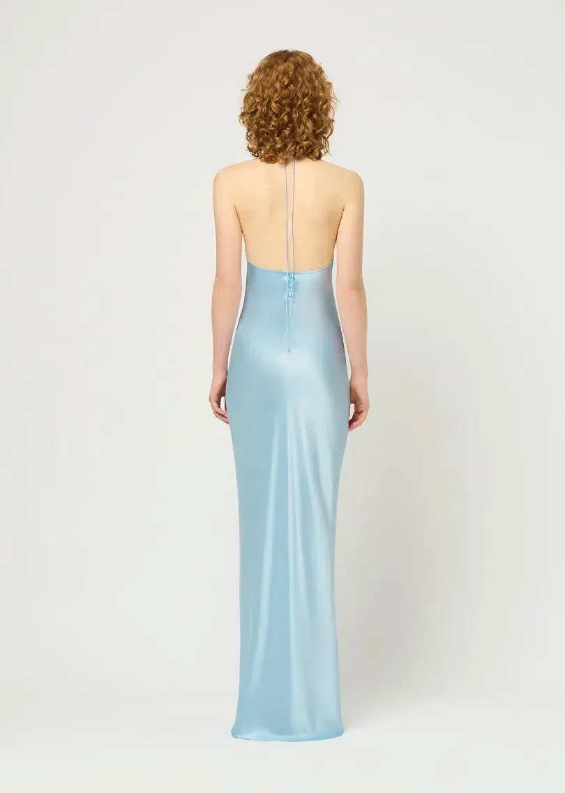 Maison Essentiele Halter Neck Dress Powder Blue Size XS / AU 6 for rent on The Volte - main image