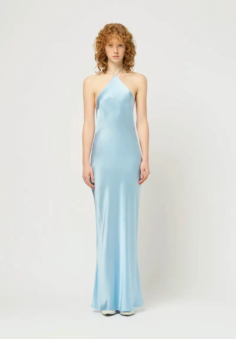 Maison Essentiele Halter Neck Dress Powder Blue Size XS / AU 6 for rent on The Volte - main image