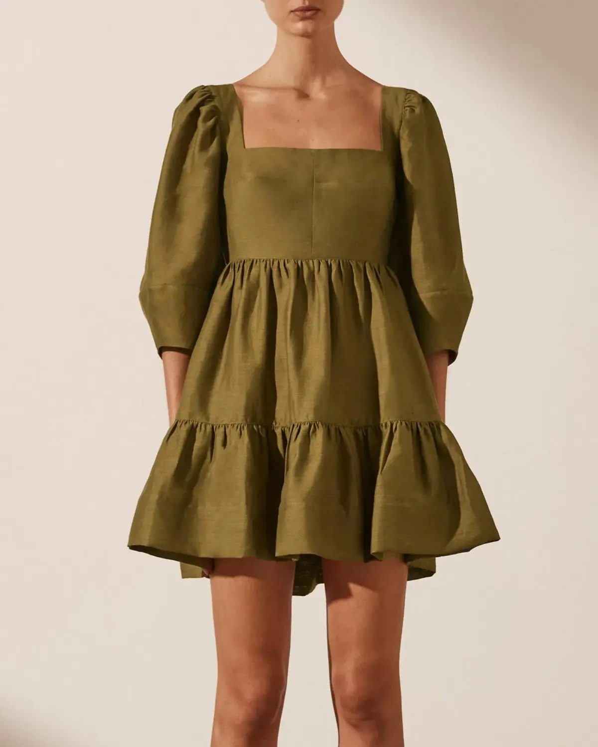 Shona Joy Maya Open Back Mini Dress Cumin Size AU 6  - Image 2
