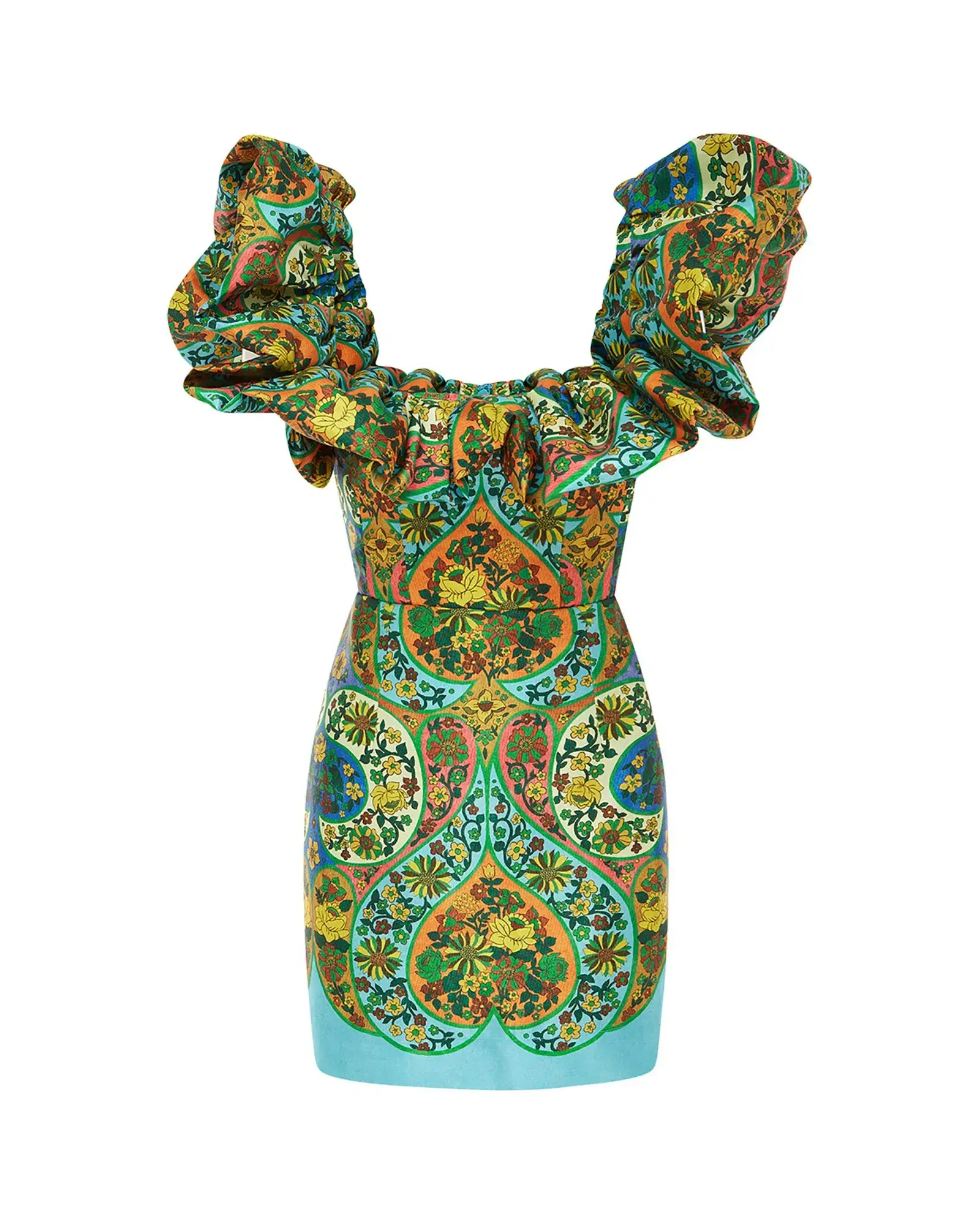 Alemais Sofie Off Shoulder Mini Dress Multi Floral Size AU 10 - Image 4