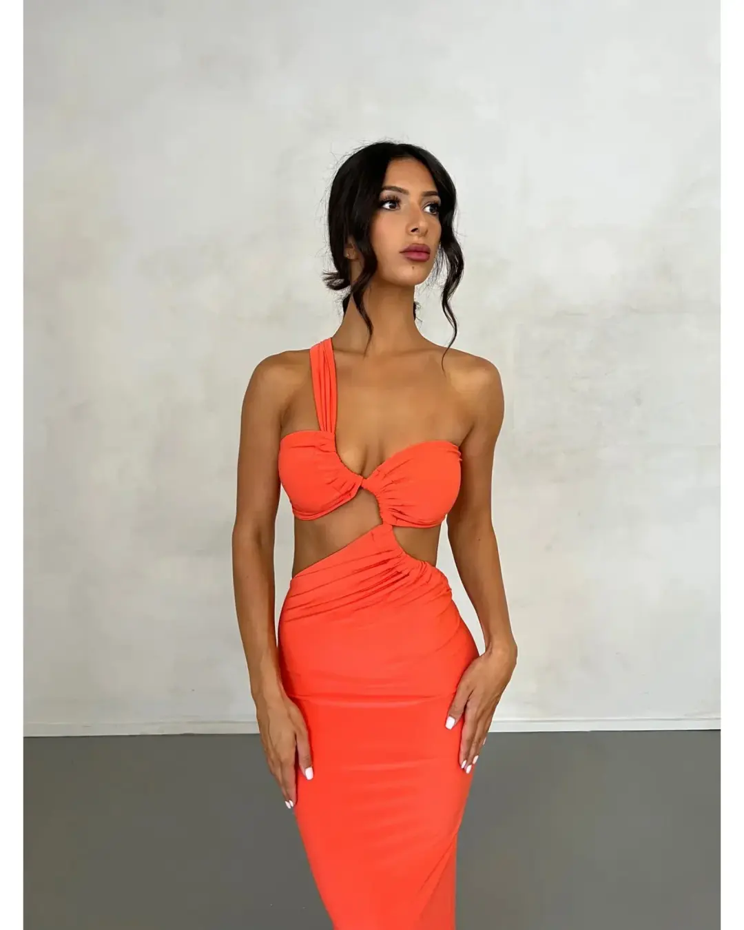 Melani The Label Sari Gown Maxi Dress Coral Size M / AU 10 for rent on The Volte - main image