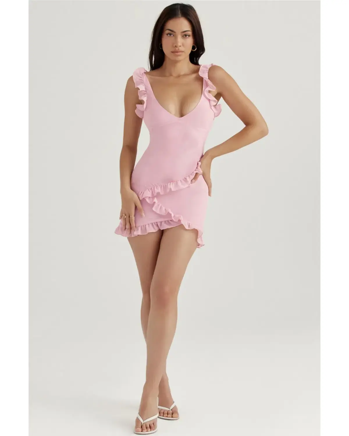 House Of CB Tania Ruffle Mini DressPink Quartz Size S / AU 8 - Image 1