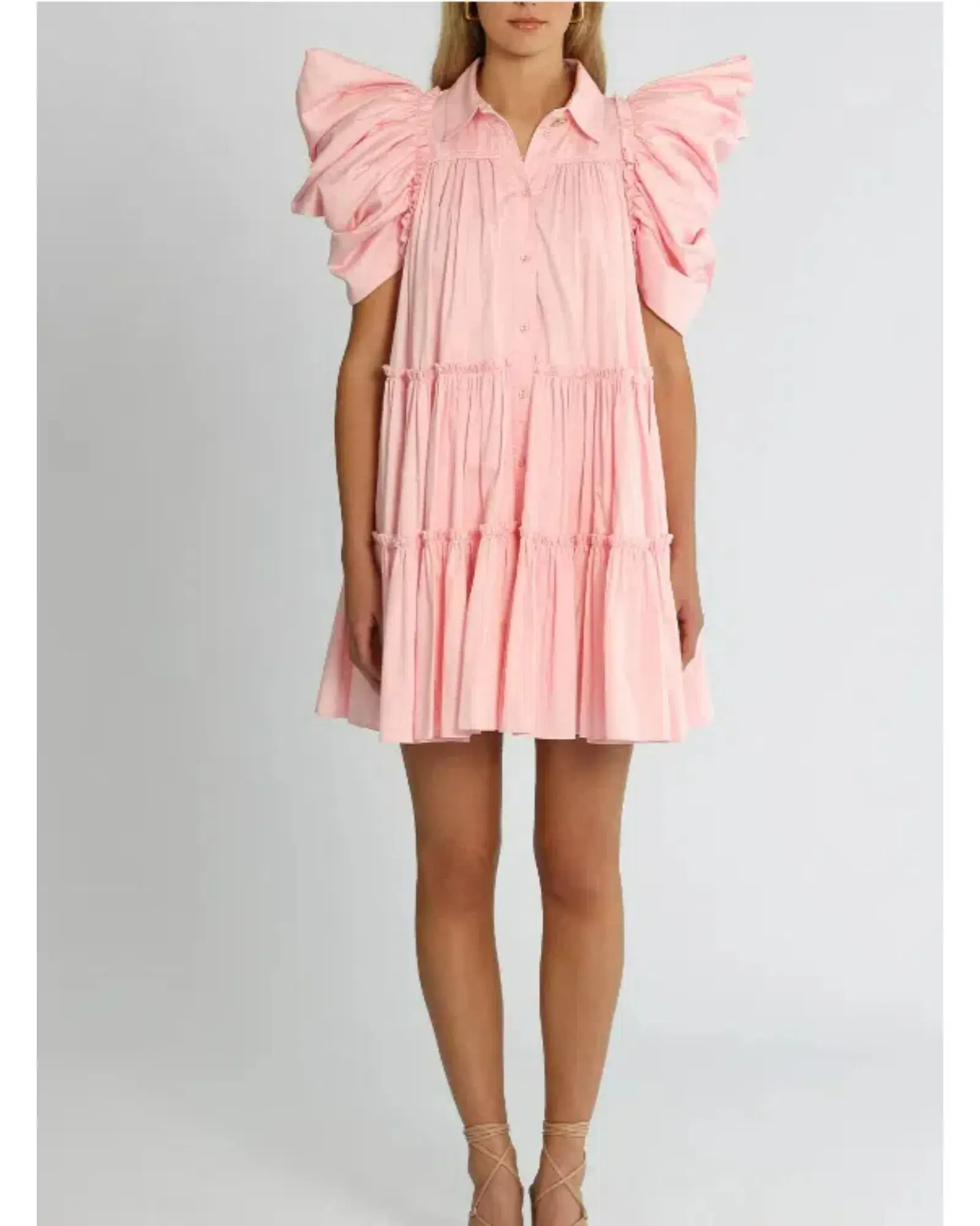 Aje Swift Butterfly Sleeve Smock Dress in Rose Pink Size AU 8  - Image 1