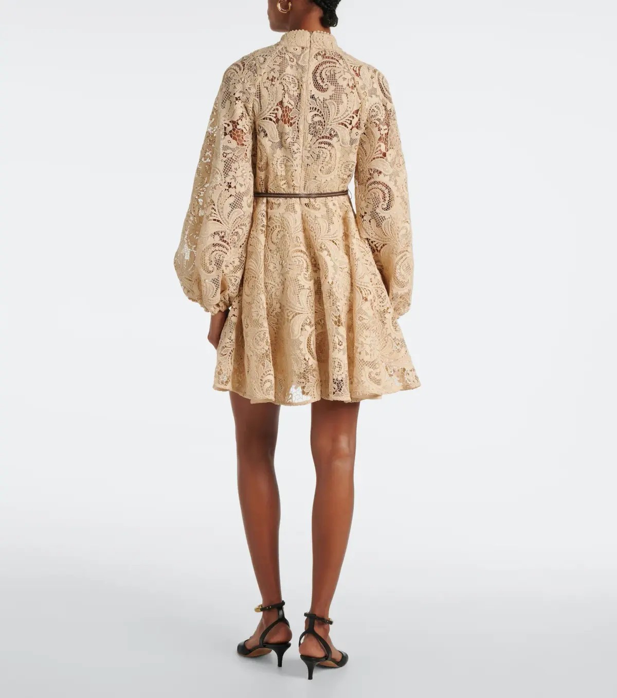 Zimmermann Waverly Lace Mini Dress Taupe Size 1 / AU 10 - Image 2