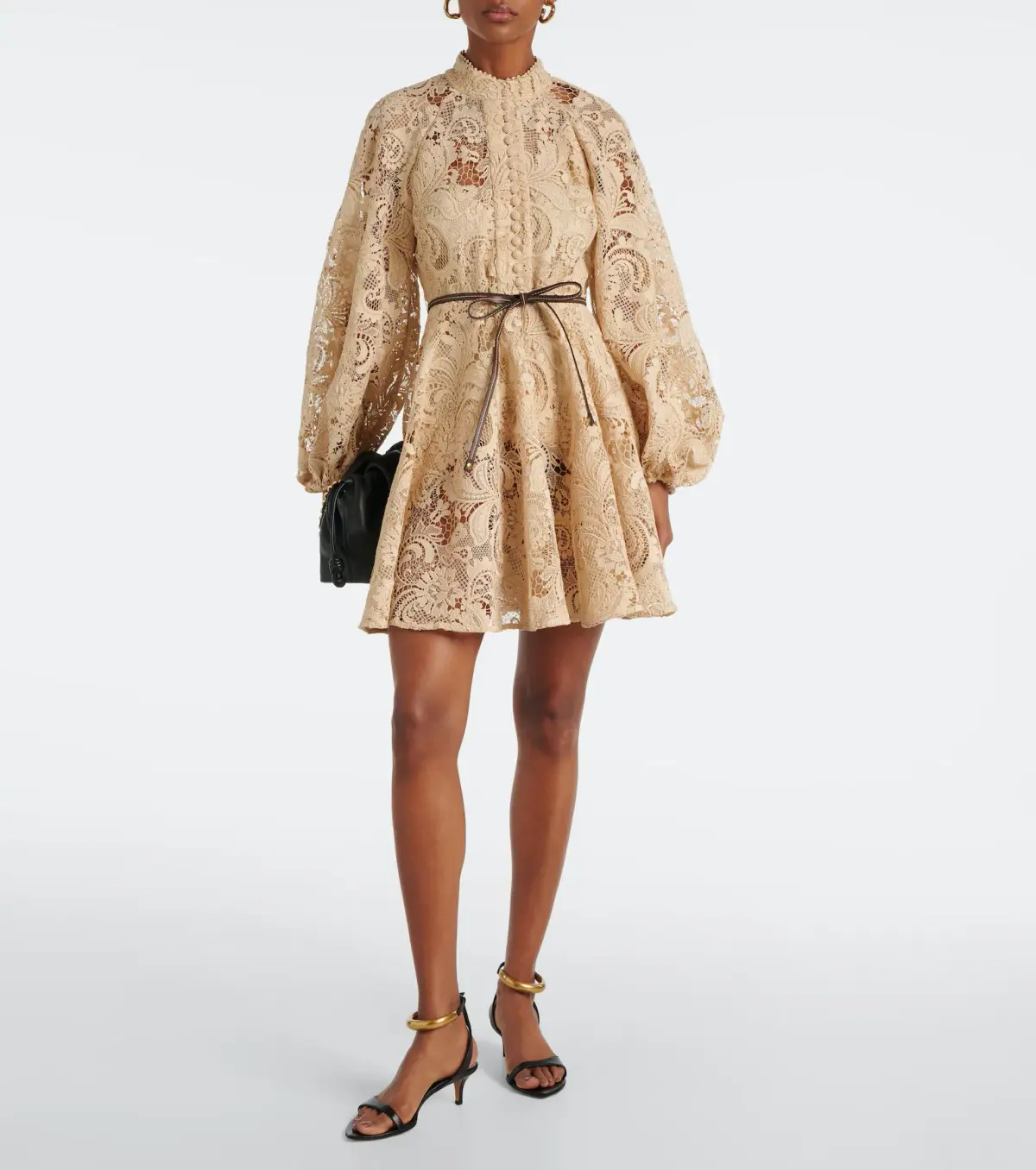 Zimmermann Waverly Lace Mini Dress Taupe Size 1 / AU 10 - Image 1