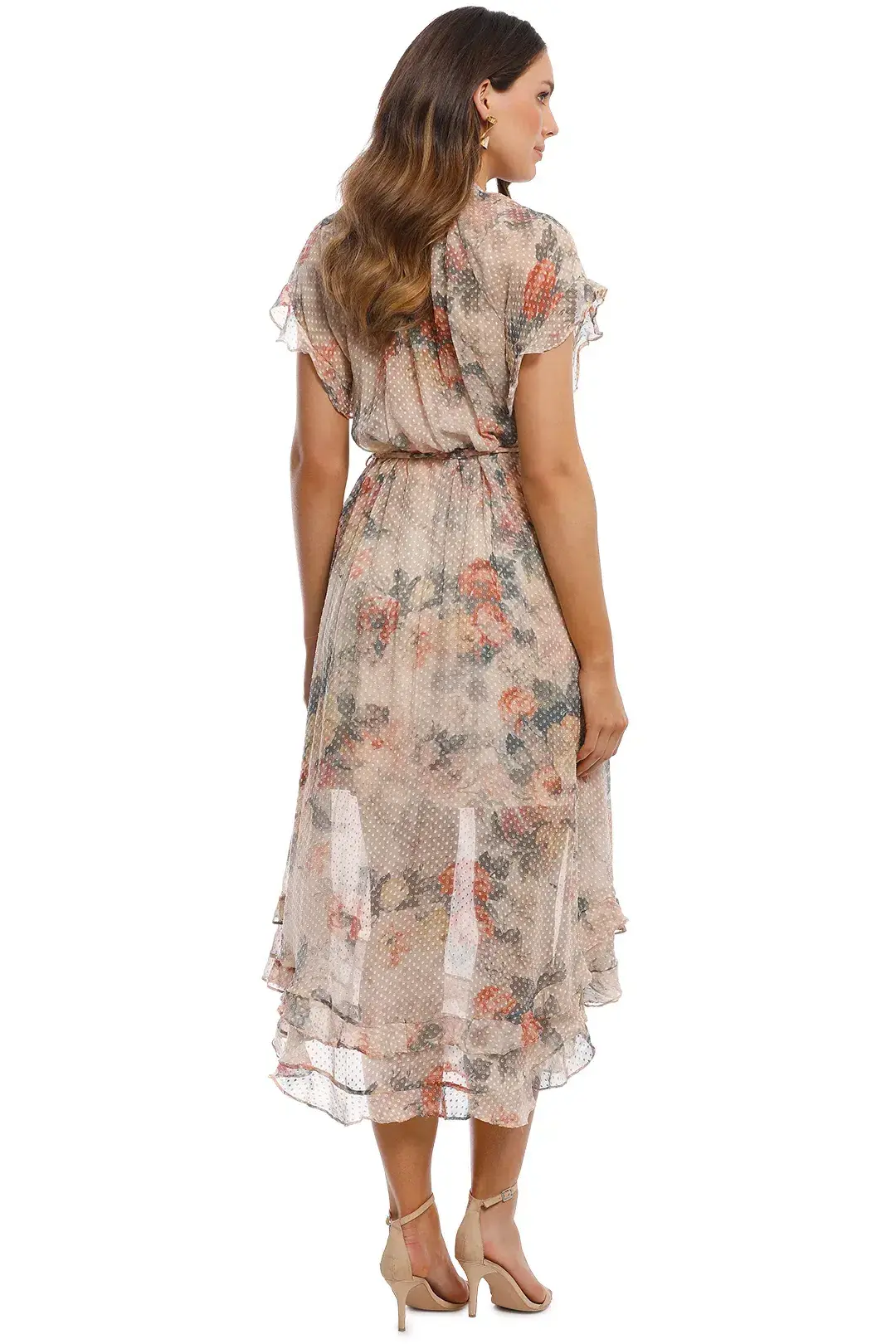 Zimmermann Radiate Cascade Frill Swing Silk Ruffle Midi Dress Floral Size 1 / 10 AU  - Image 3