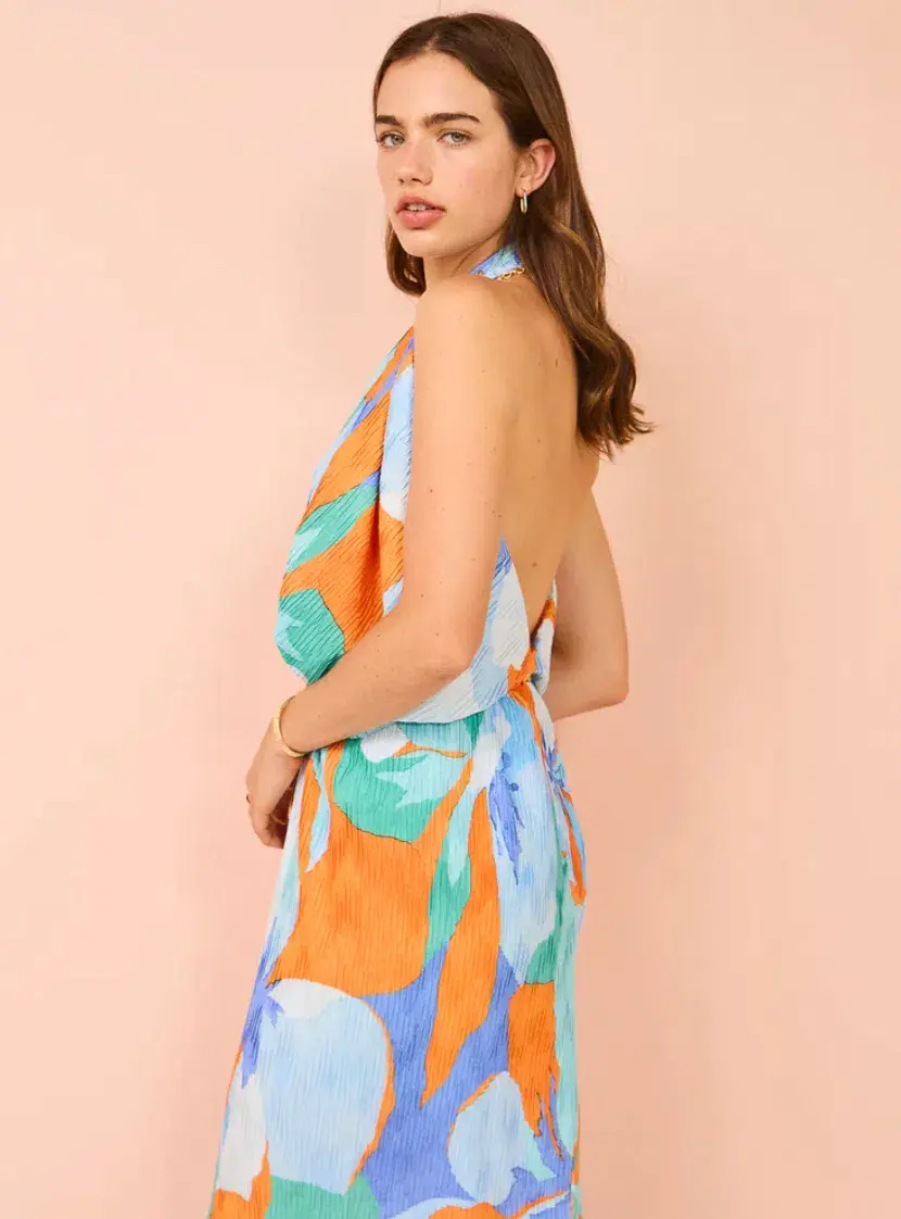 Lidee Riviera Sleeveless Gown In Capri Print Orange Size 6 for rent on The Volte - main image