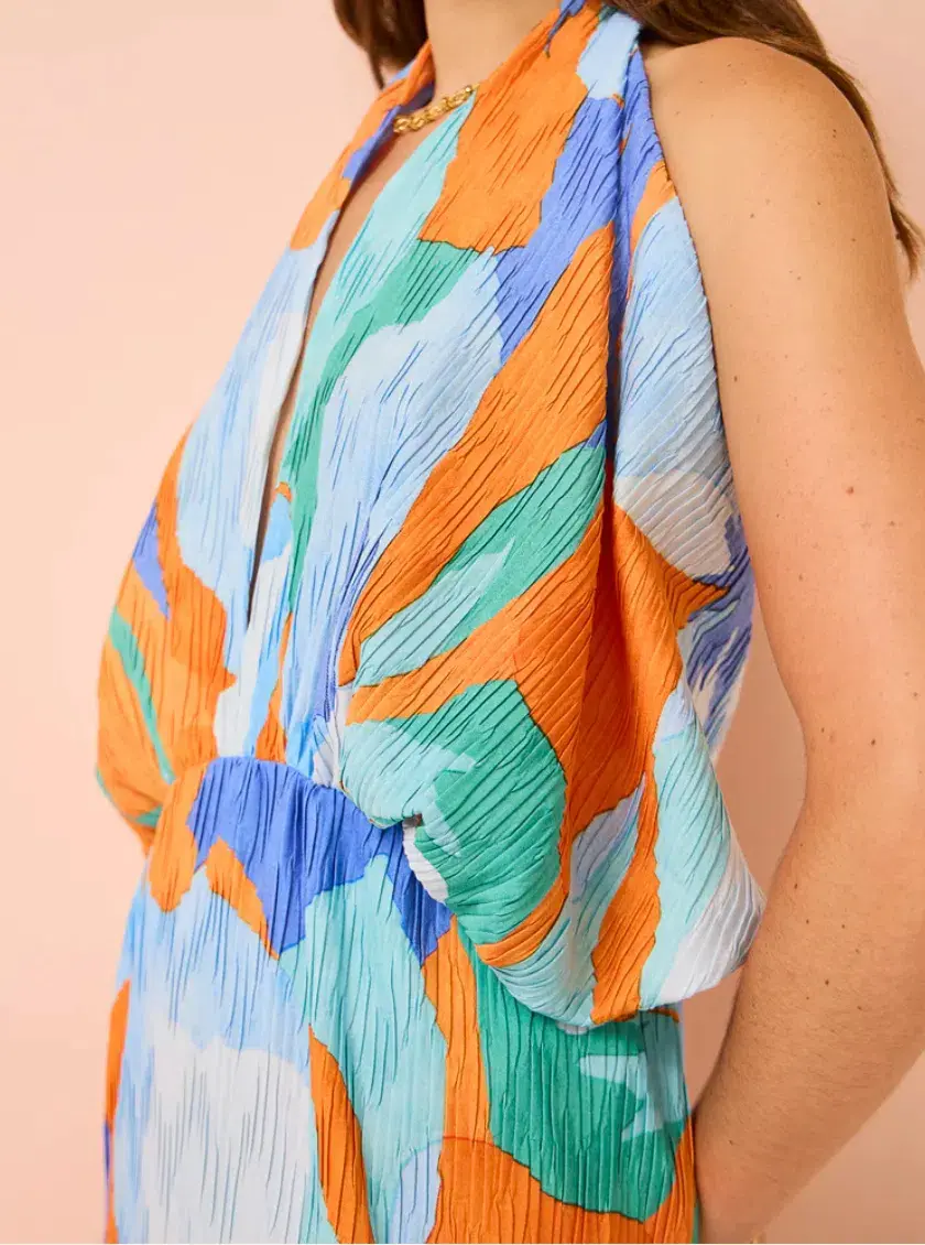 Lidee Riviera Sleeveless Gown In Capri Print Orange Size 6 - Image 5