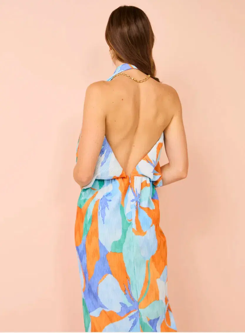 Lidee Riviera Sleeveless Gown In Capri Print Orange Size 6 - Image 8