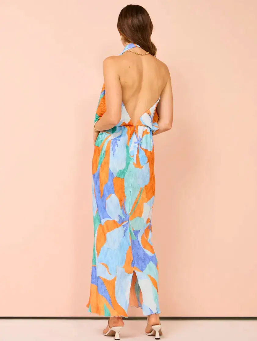 Lidee Riviera Sleeveless Gown In Capri Print Orange Size 6 - Image 4