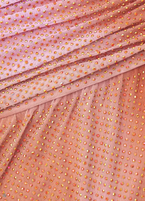 Self Portrait Orange Rhinestone Mini Dress Orange Size 8 - Image 6
