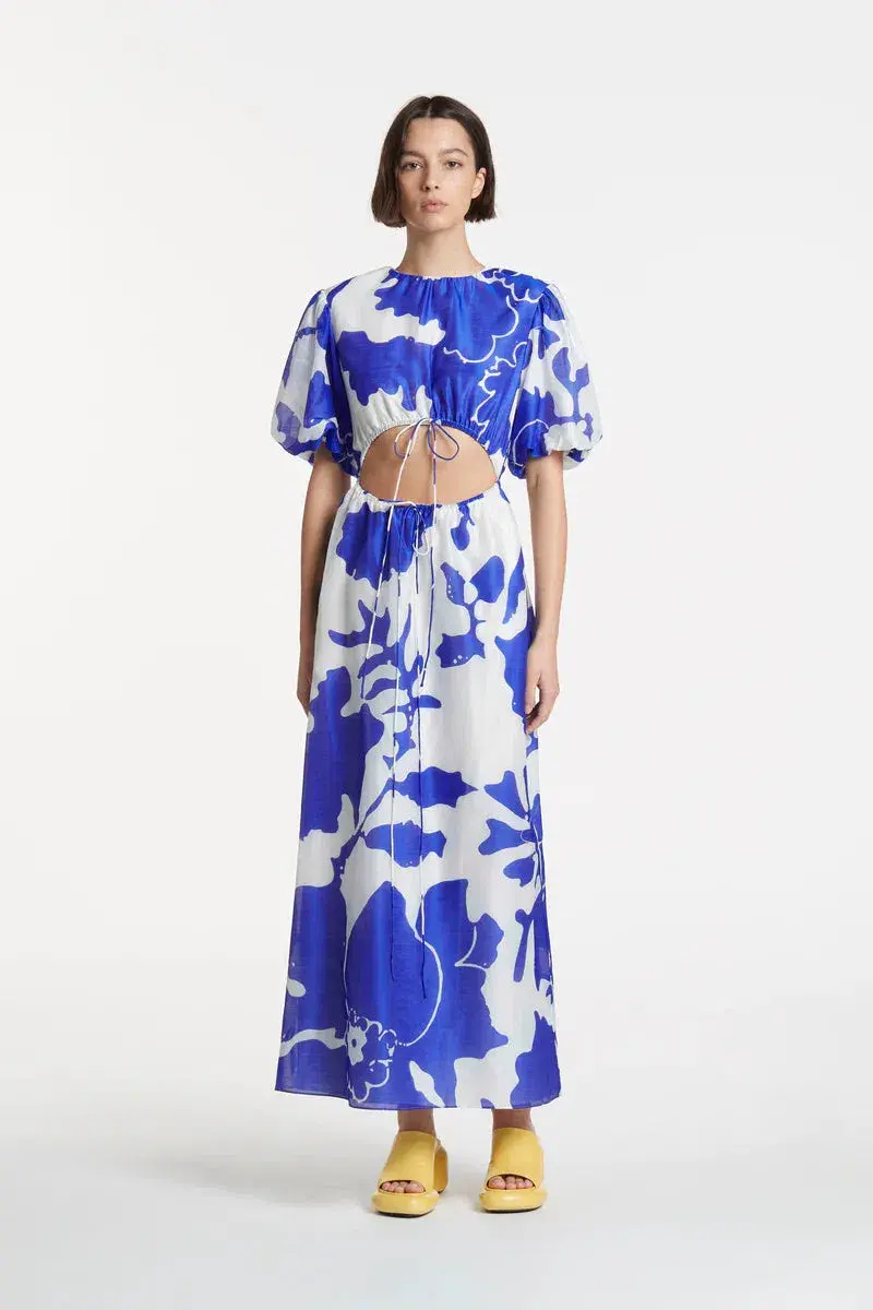 Sir The Label Vivi Puff Sleeve Midi Dress Blue Size 0/ AU 8 - Image 1