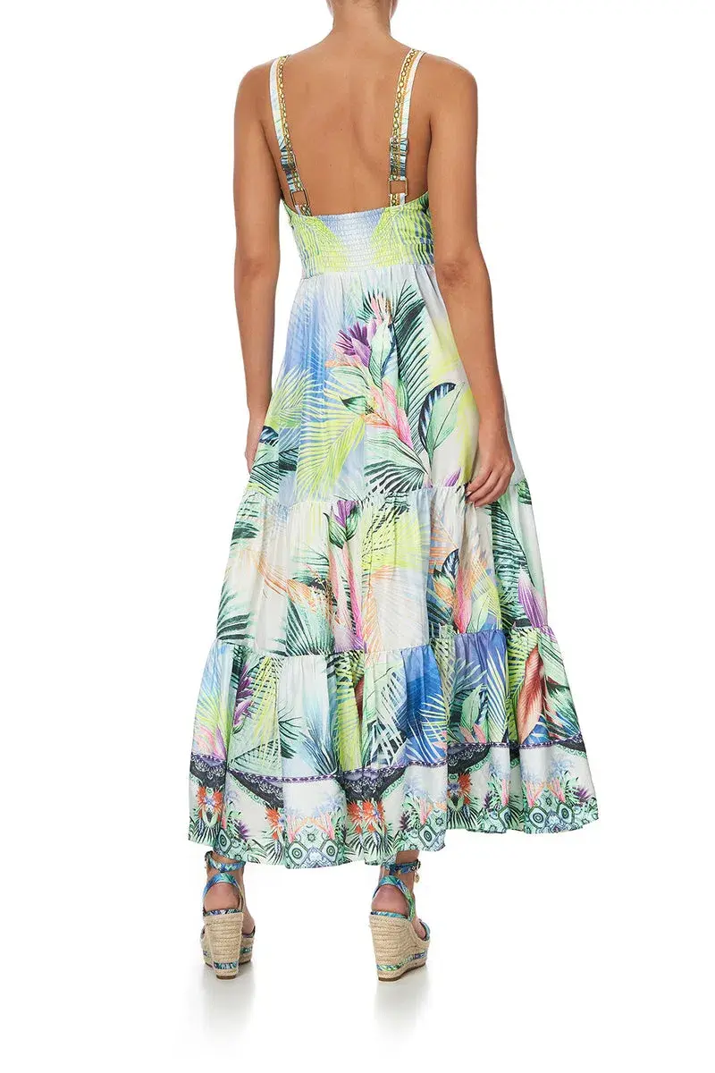 Camilla V Neck Cut Out Dress Whats Your Vice Multi Size Large / Au 16 for rent on The Volte - main image