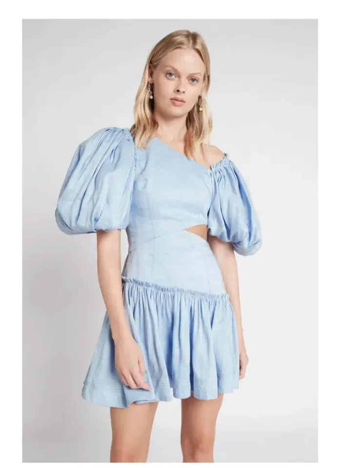 Aje Chateau Cut Out Mini Dress Sky Blue Size 8 - Image 2