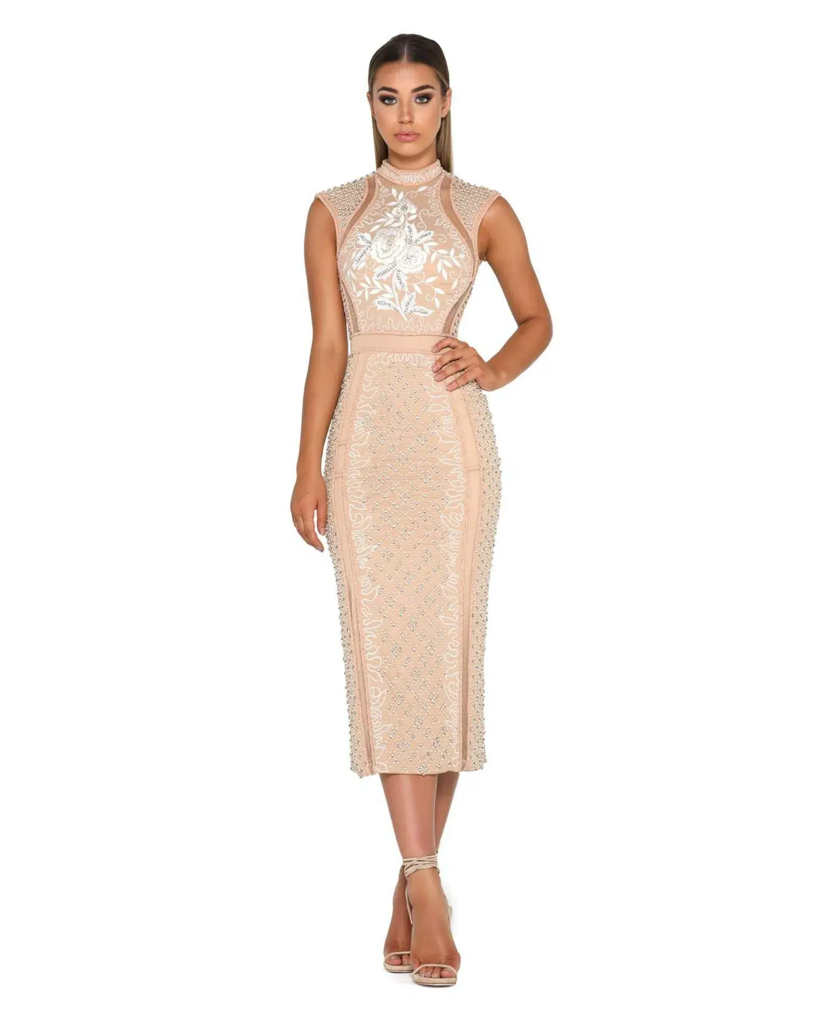 Portia & Scarlett Balmain Midi Dress Nude Size AU 10 - Image 1
