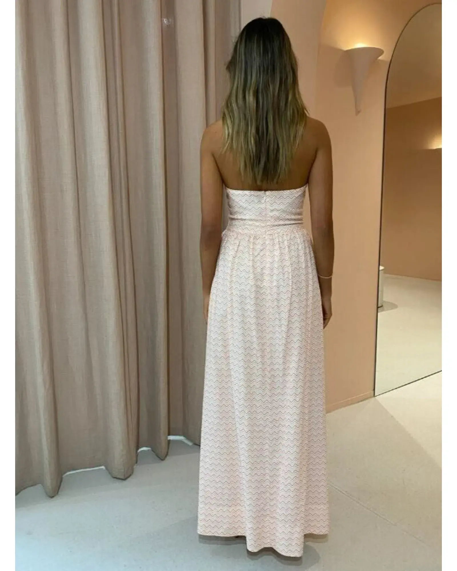 By Nicola Canary Maxi Dress Melon Chevron Size AU 14 - Image 4