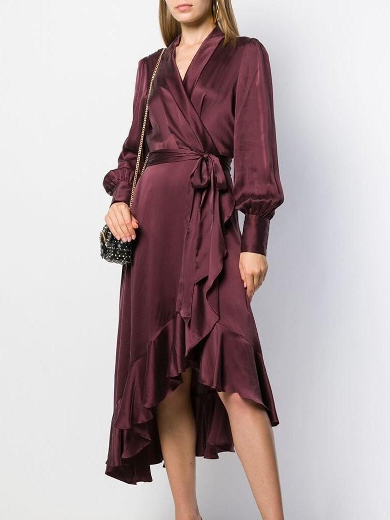 Zimmermann Espionage Wrap Dress Burgundy Size 1 /AU 10  - Image 2