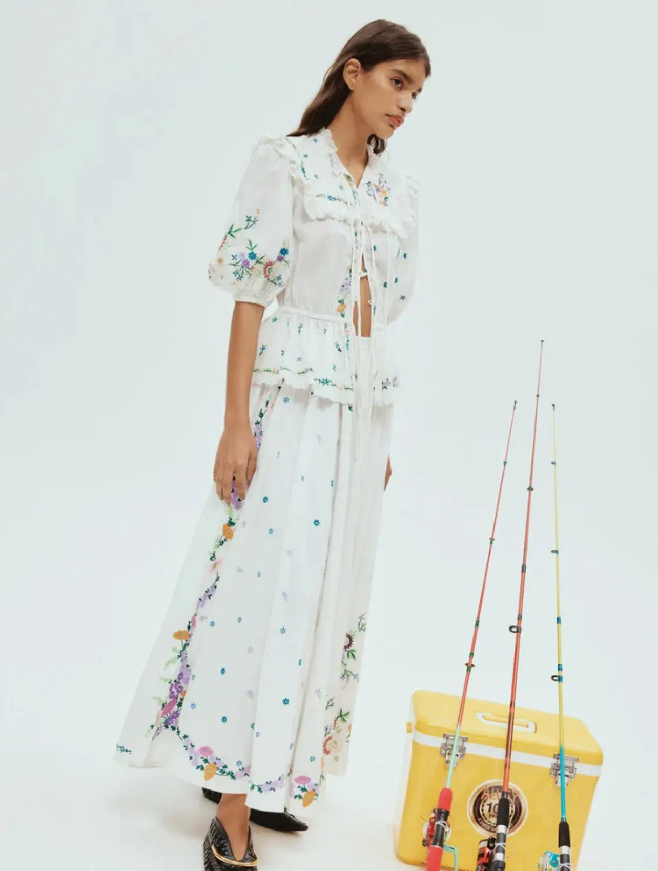 Alemais Willa Embroidered Blouse and Skirt Set Floral Size 14 - Image 4