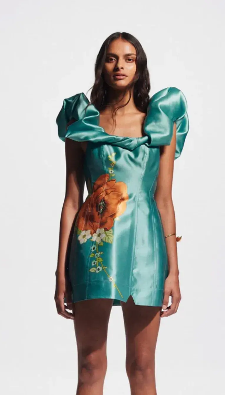 Alemais Regent Mini Dress Jade Green Size 16 - Image 6