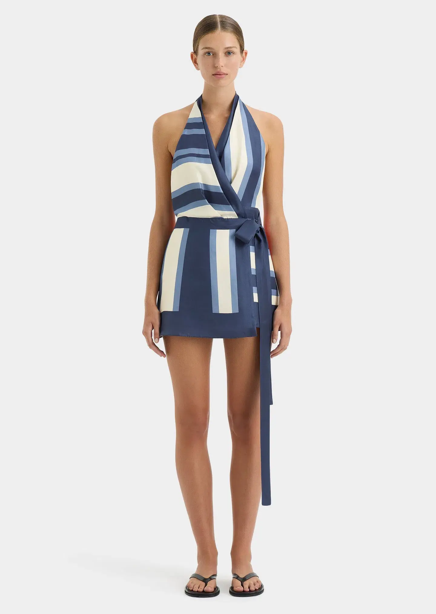 Sir The Label Dazed Wrap Halter Mini Dress Studio Print Size 3 / AU 12 - Image 1