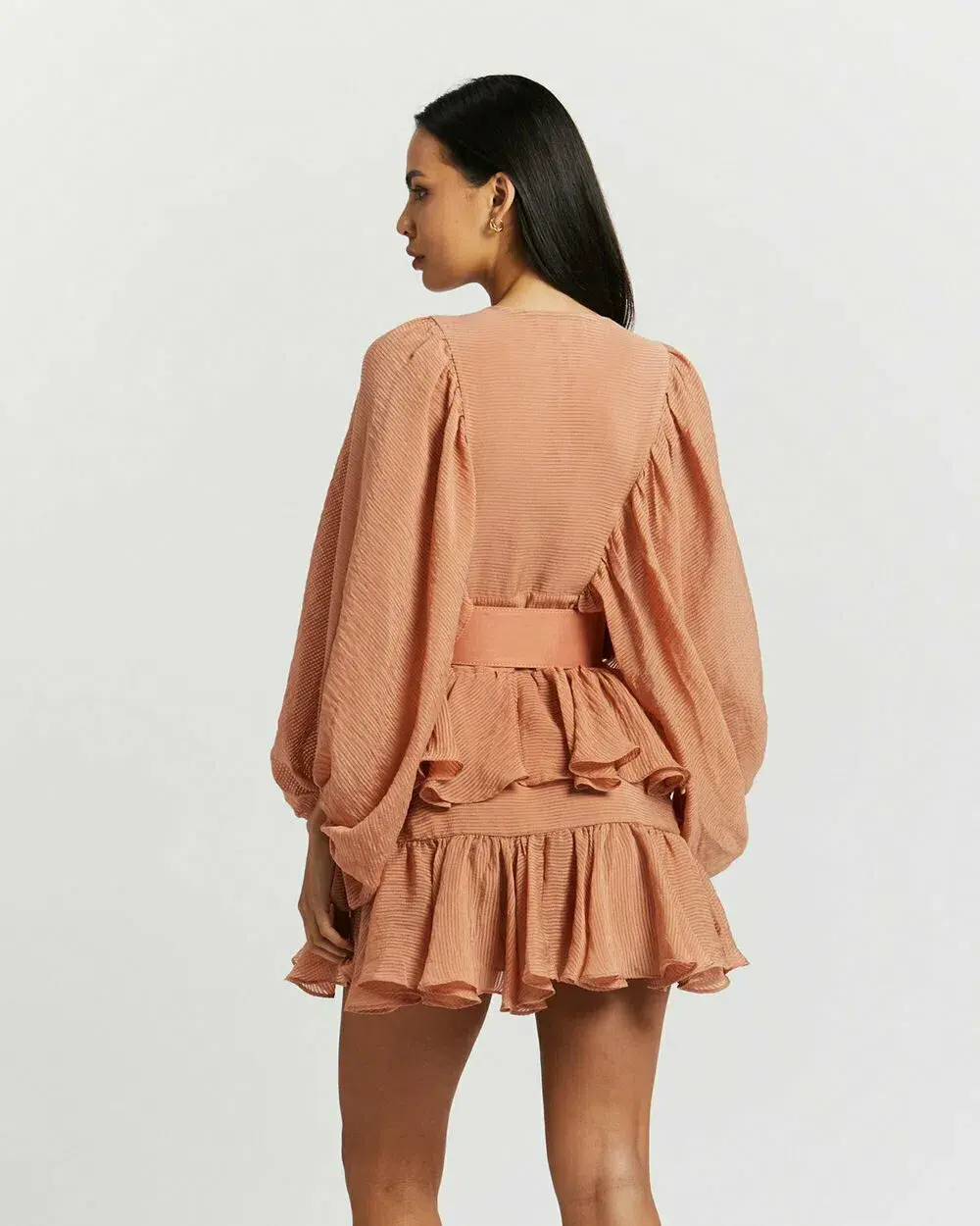 Shona Joy Charlotte Plunged Draped Mini Dress Desert Rose Size 14 - Image 3
