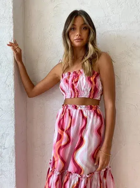 Steele Cameron Bustier & Austin Skirt Set in Groovy Print Size L / AU 12 - Image 4