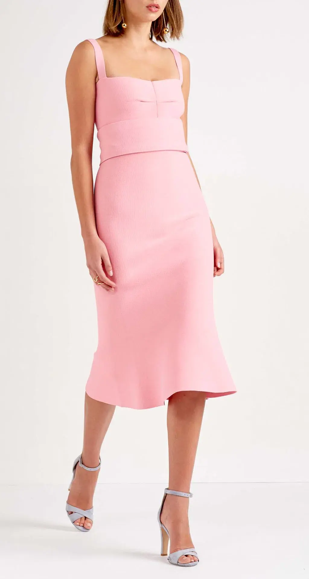 Scanlan Theodore Crepe Knit Bralette Dress Pink Size 8 - Image 3