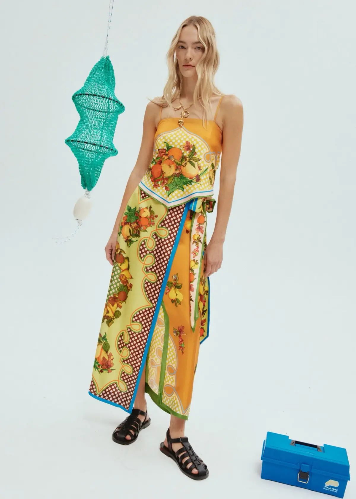 Alemais Lemonis Silk Scarf Top Size AU 8 and Silk Skirt Size AU 12 Set Multi - Image 1