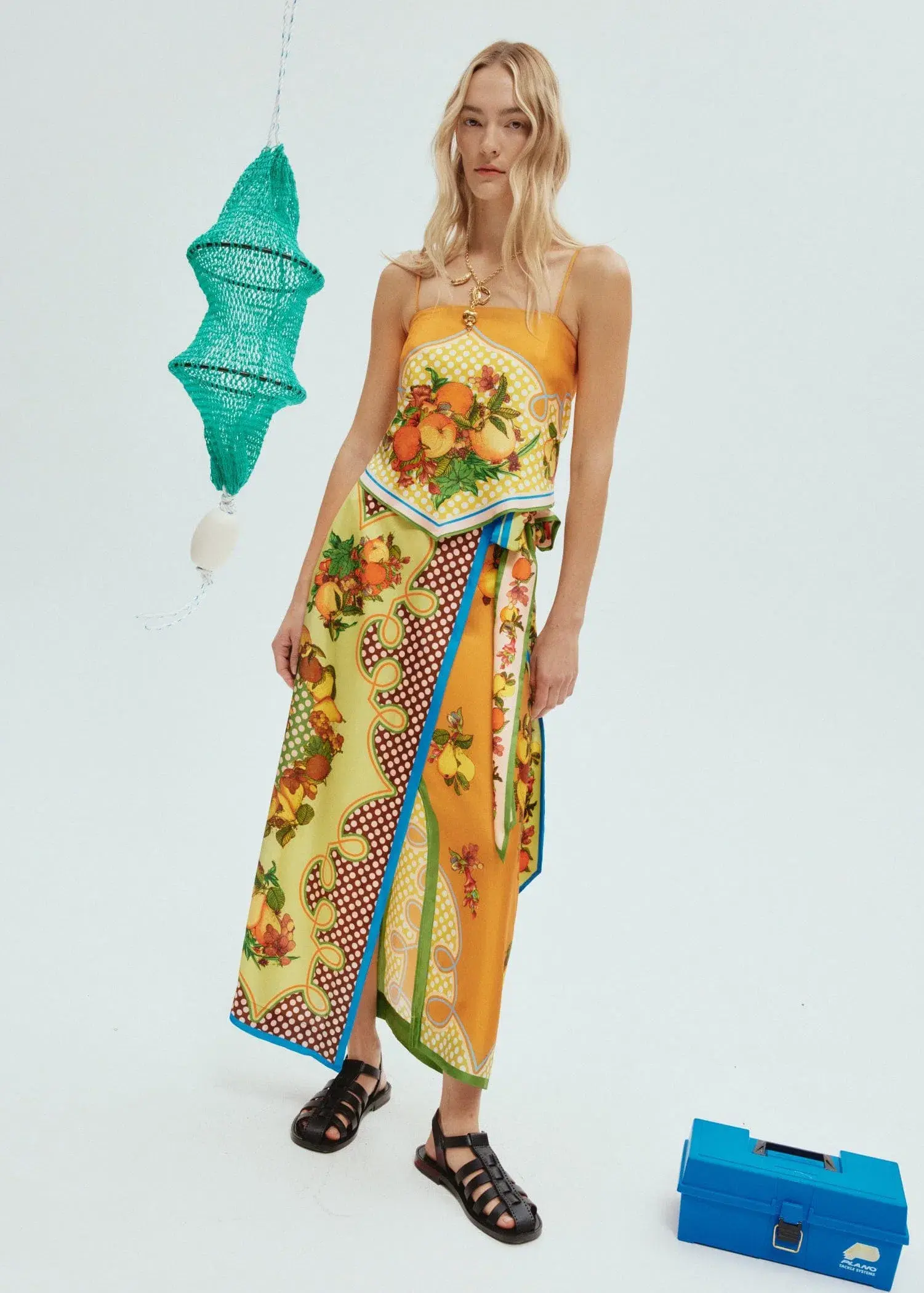 Alemais Lemonis Silk Scarf Top Size AU 8 and Silk Skirt Size AU 12 Set Multi - Image 1