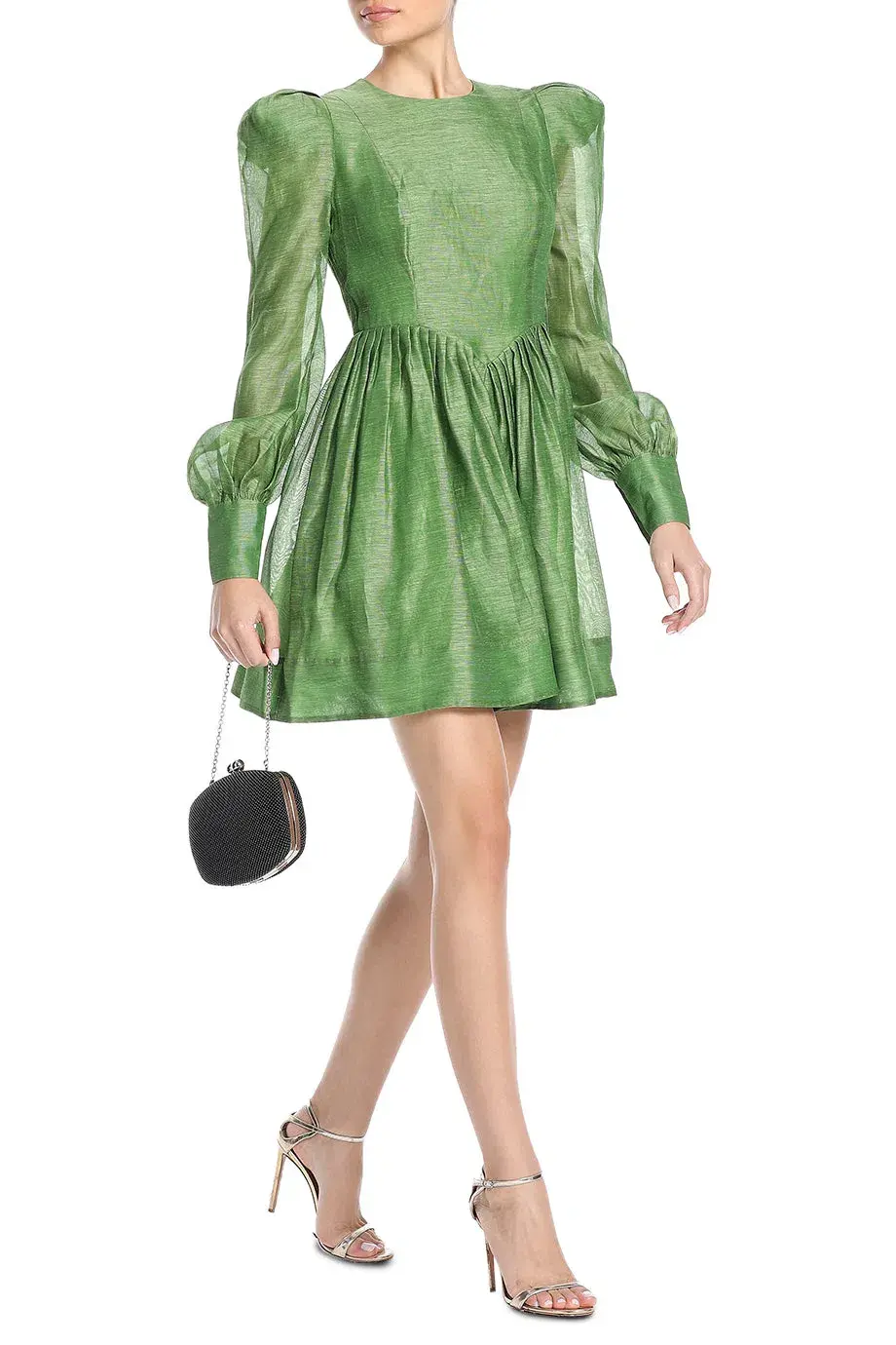 Leo Lin Elena Structured Shoulder Mini Dress in Tropical Green Size 12 - Image 2