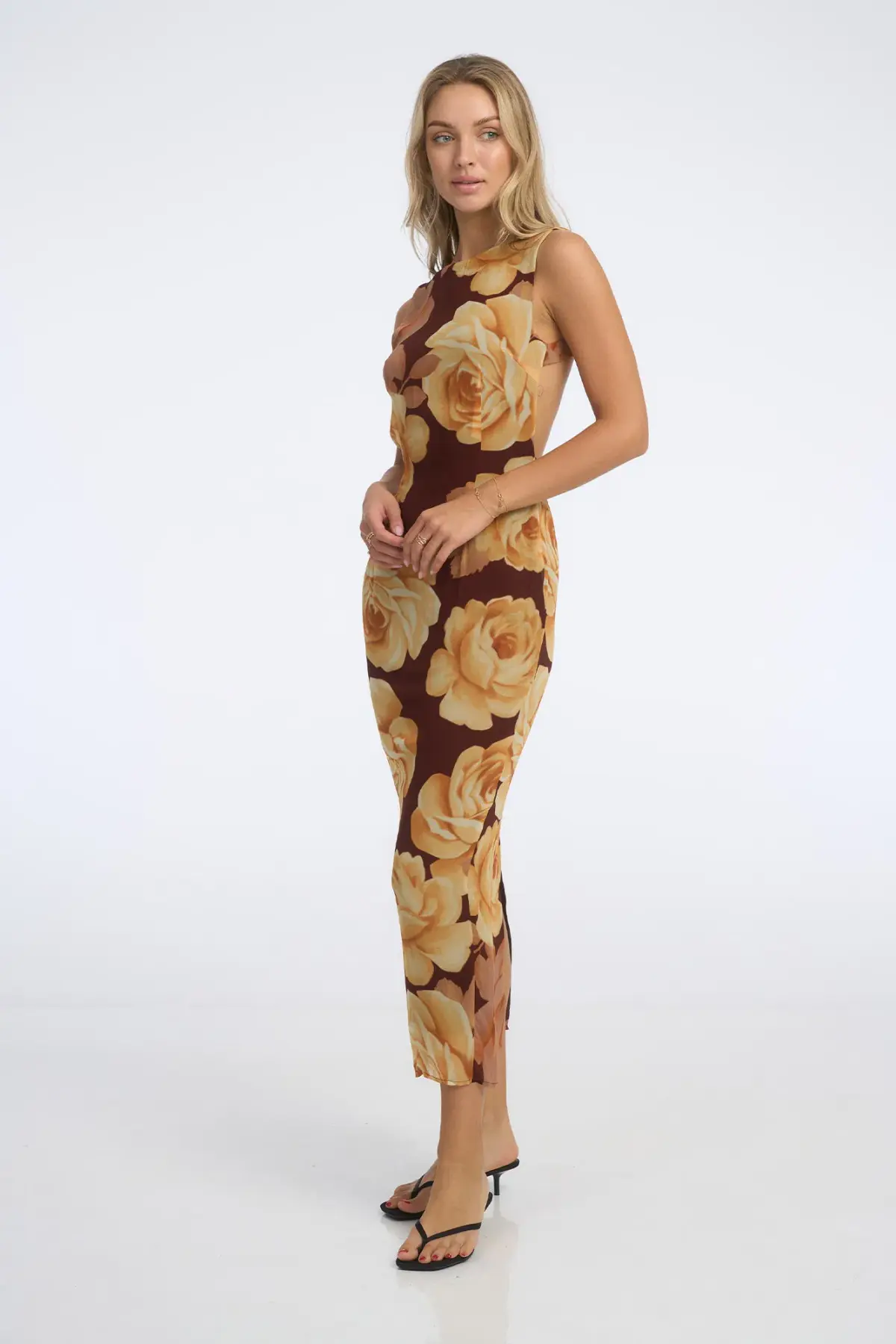 Isabelle Quinn Audrey Midi Dress Maple Floral Size 12 - Image 3