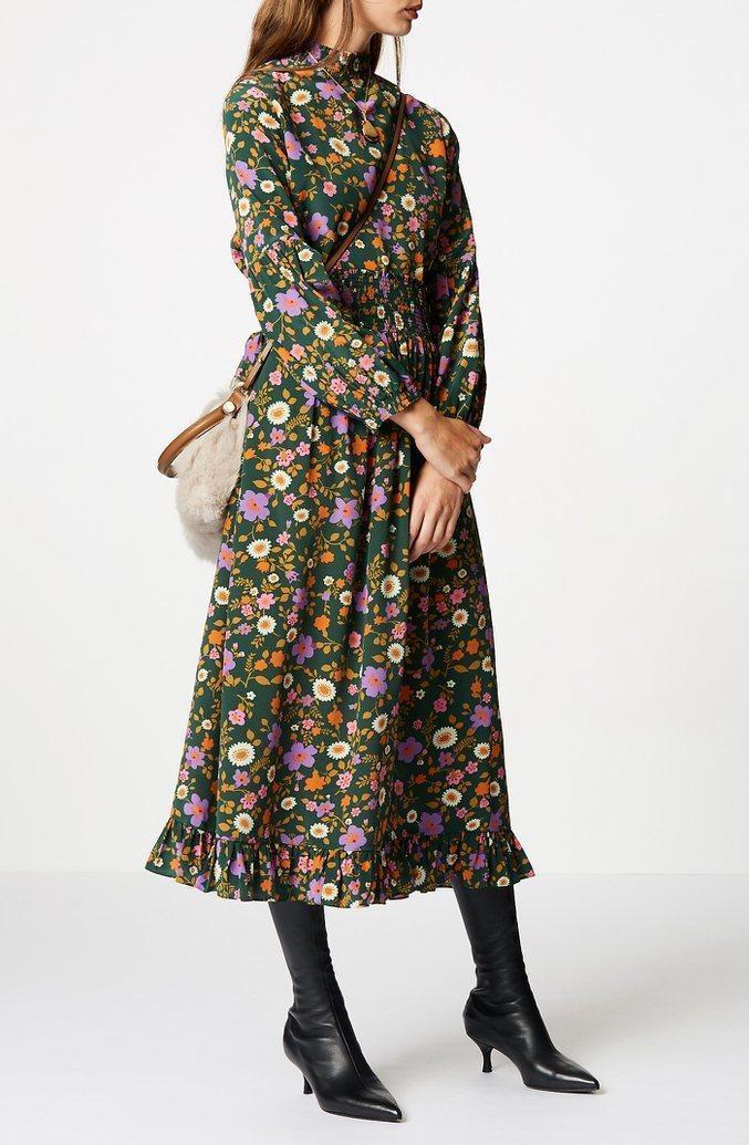 Scanlan Theodore CDC Printed Ruffle Hem Dress Floral Size 8 - Image 3