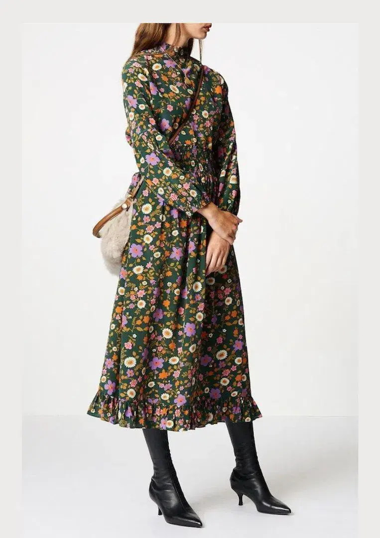 Scanlan Theodore CDC Printed Ruffle Hem Dress Floral Size 8 for rent on The Volte - main image
