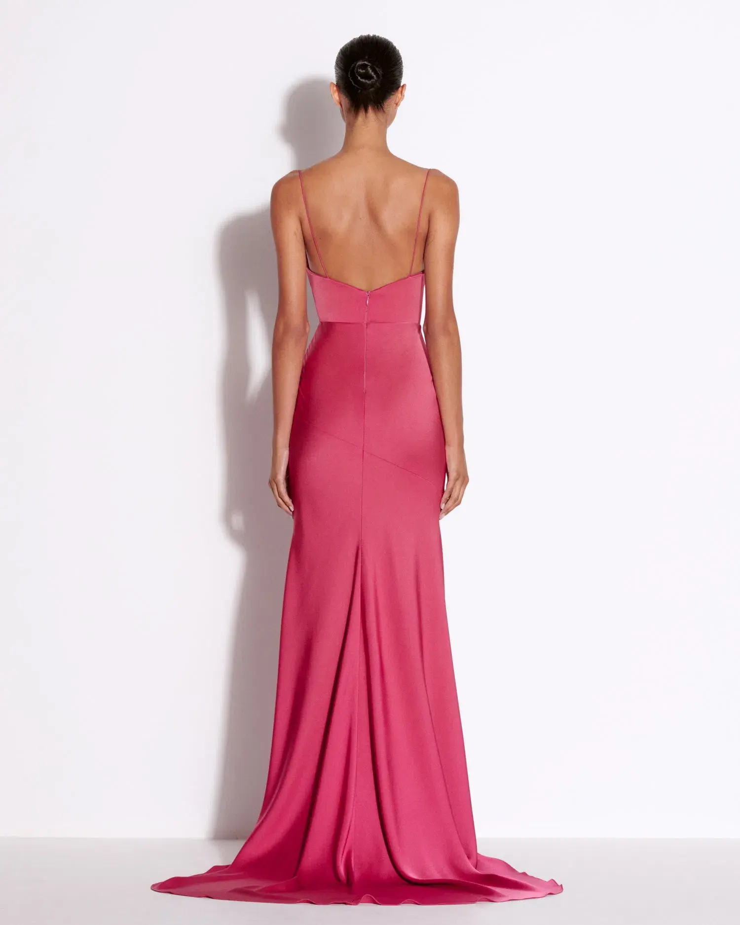 Alex Perry Bikini Cowl Drape Gown In Satin Pink Size 6 - Image 2