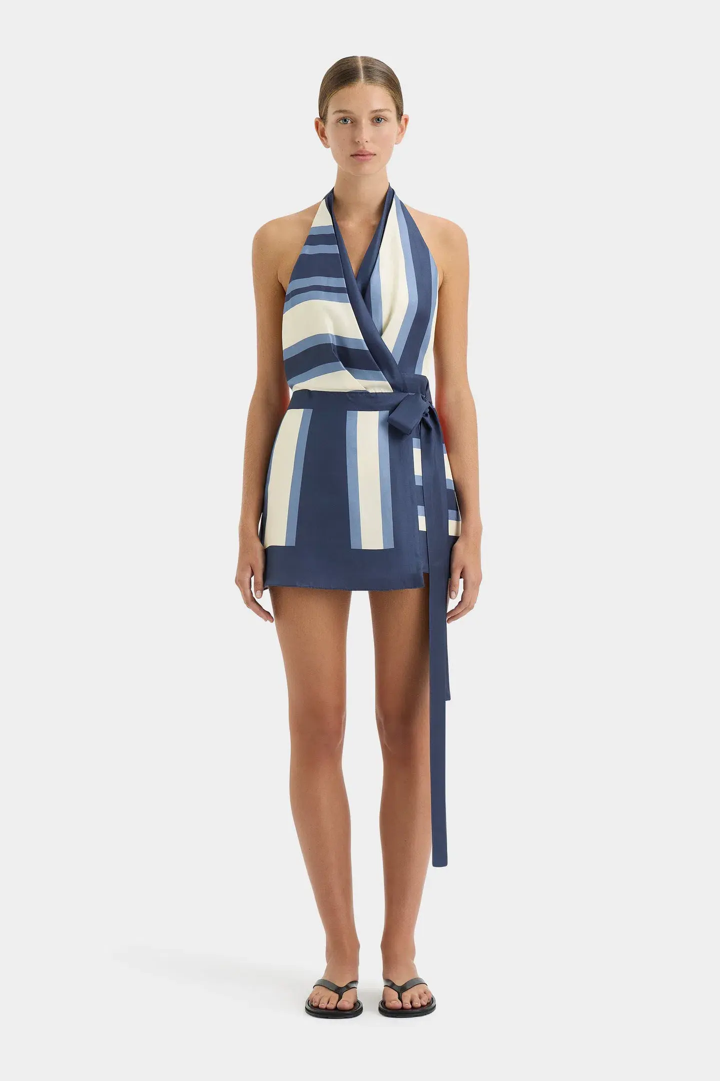 Sir the Label Dazed Wrap Halter Mini and Relaxed Pant Set in Studio Print Size 10 - Image 3