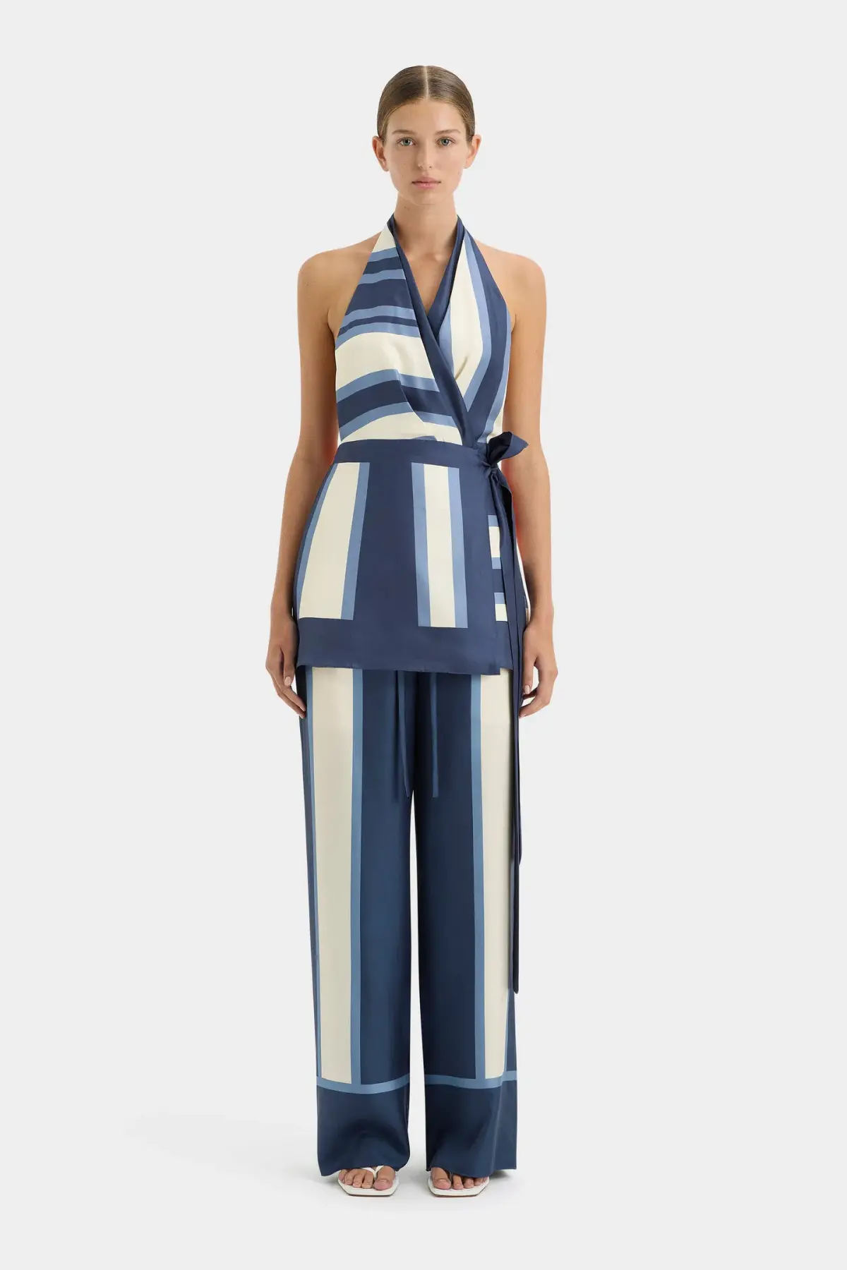 Sir the Label Dazed Wrap Halter Mini and Relaxed Pant Set in Studio Print Size 8 - Image 1