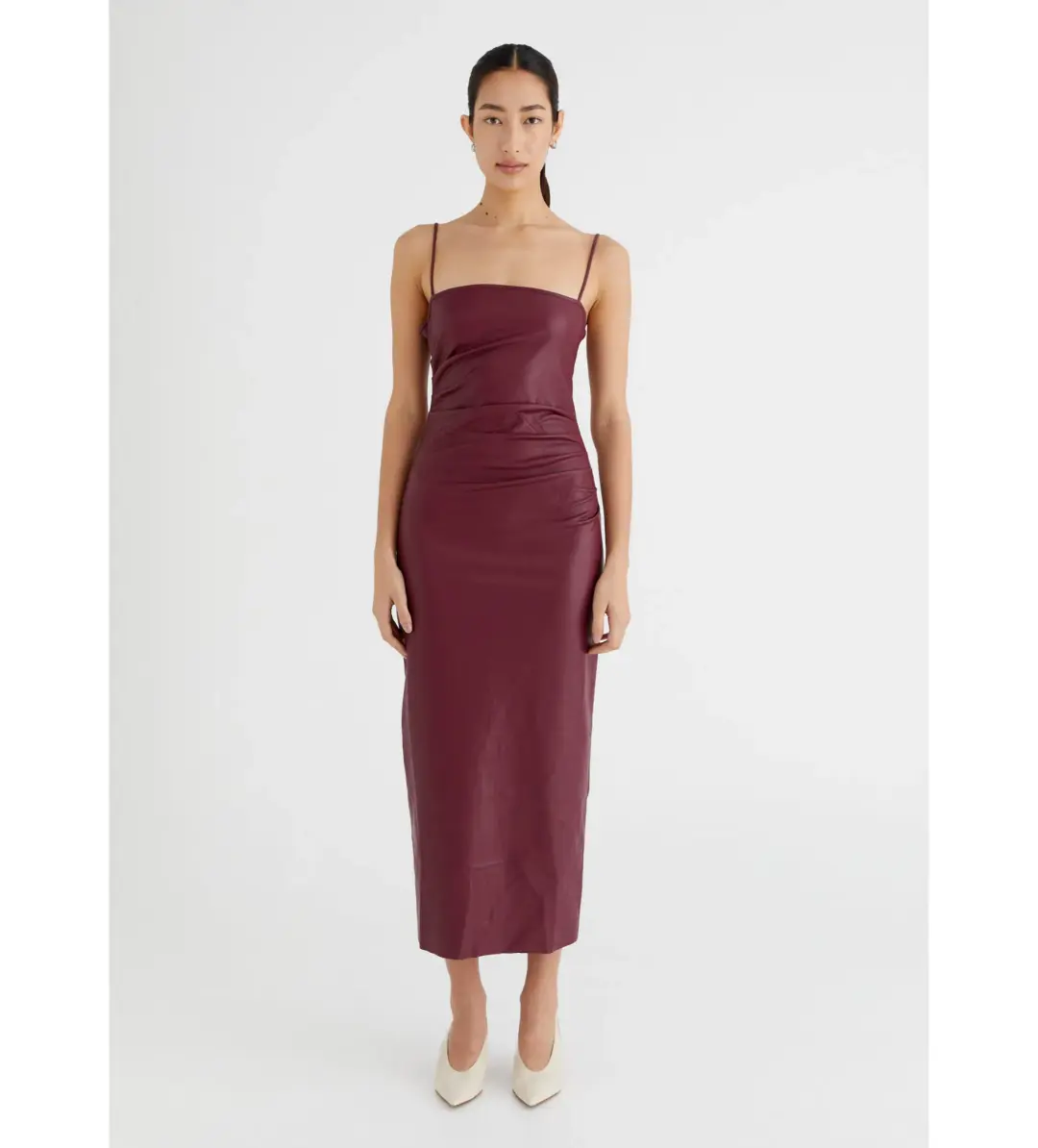 BENNI Theodore Faux Leather Dress Burgundy Size 10 for rent on The Volte - main image