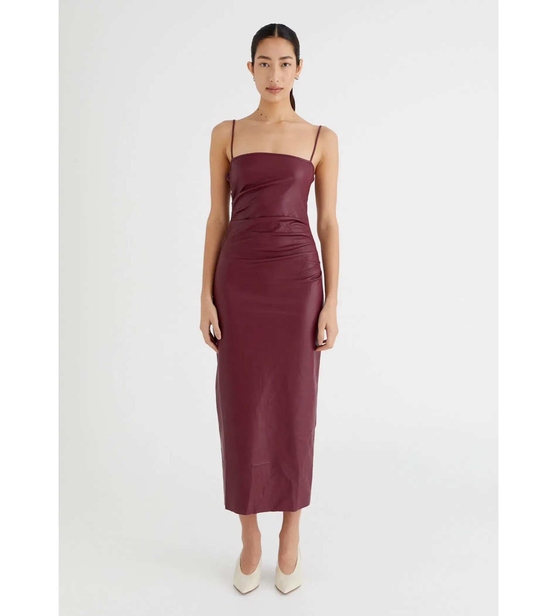 BENNI Theodore Faux Leather Dress Burgundy Size 10 - Image 1