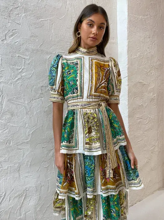 Alemais Delphine Tiered Dress Multi Size 8 for rent on The Volte - main image