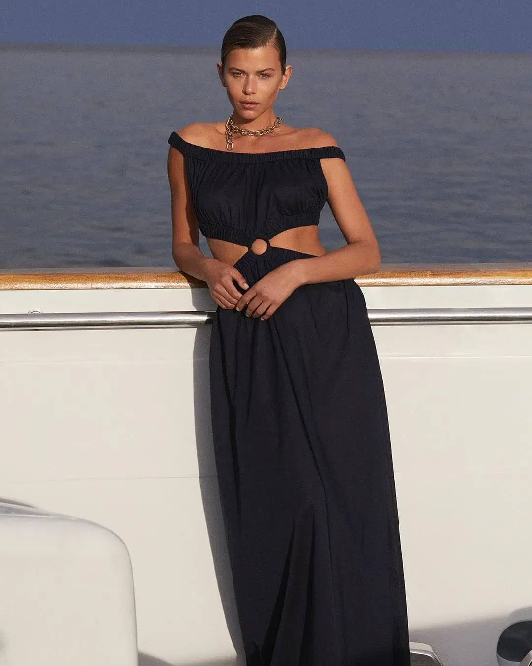 Scanlan Theodore Cotton Voille Ring Maxi Dress Black Size M /Au 10 - Image 1