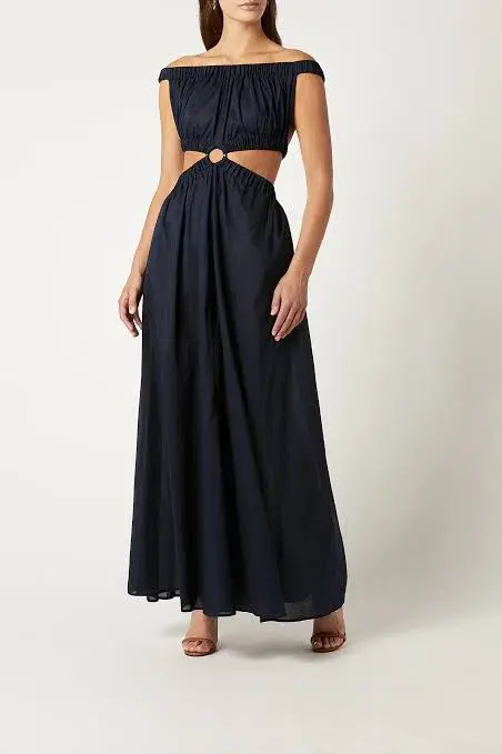 Scanlan Theodore Cotton Voille Ring Maxi Dress Black Size M /Au 10 - Image 5