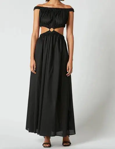 Scanlan Theodore Cotton Voille Ring Maxi Dress Black Size M /Au 10 - Image 7