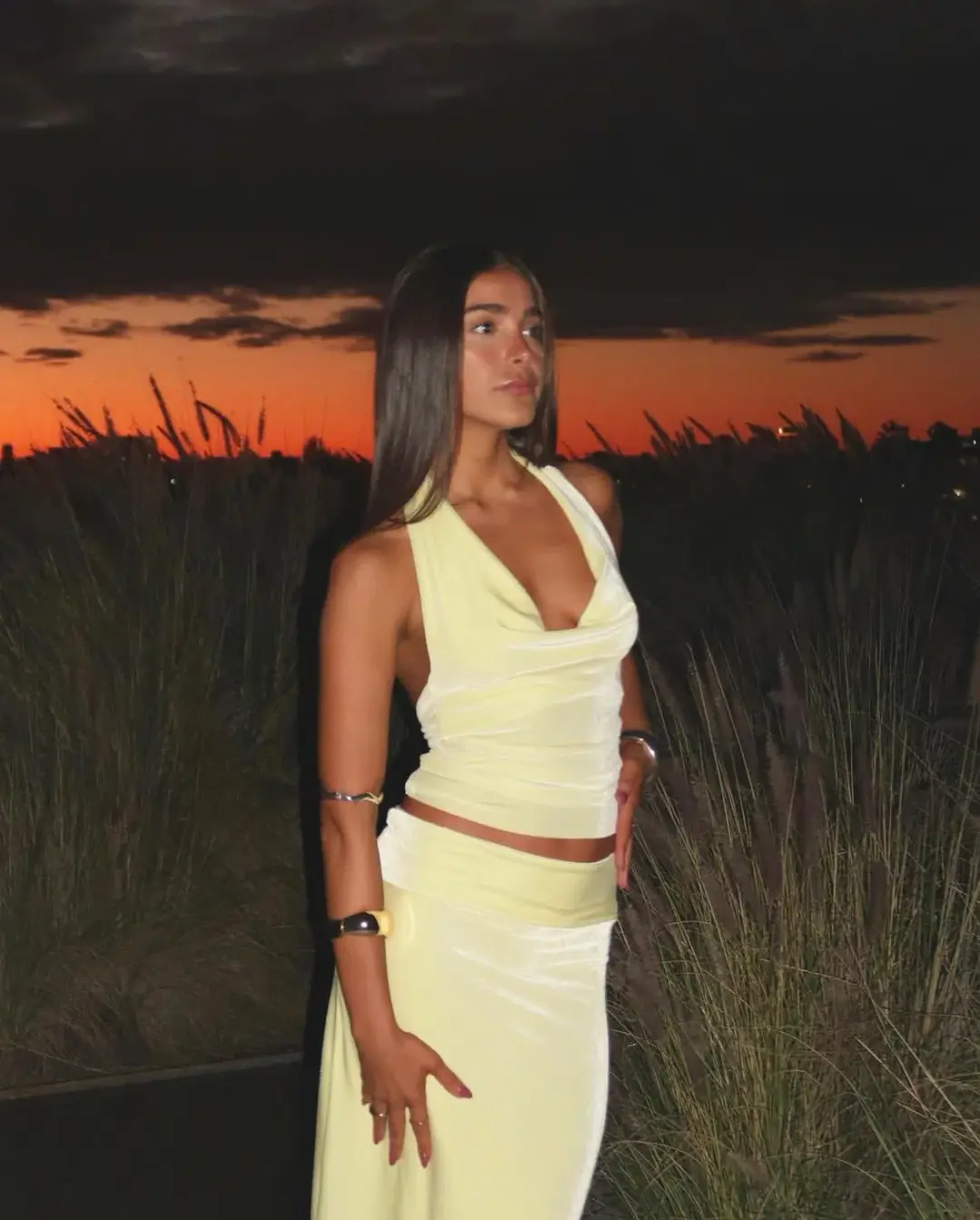 7th & York Lemon Goldie Top and Maxi Skirt Set Yellow Size S/Au 8  for rent on The Volte - main image