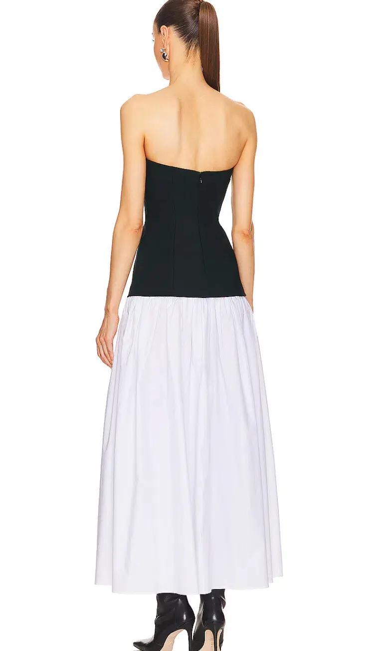 Helsa Faille Colorblock Midi Dress Black/White Size 8  - Image 8