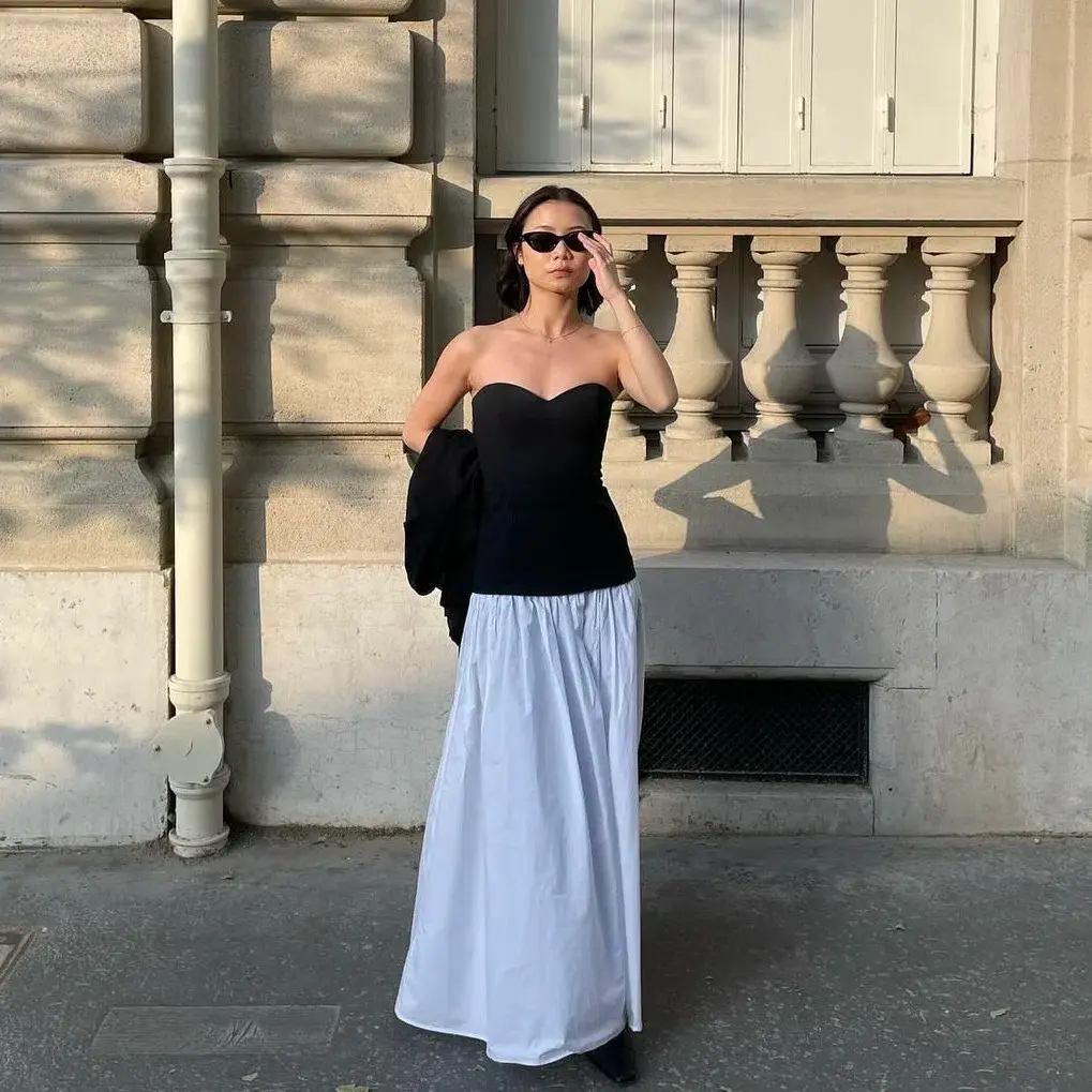 Helsa Faille Colorblock Midi Dress Black/White Size 8  - Image 1