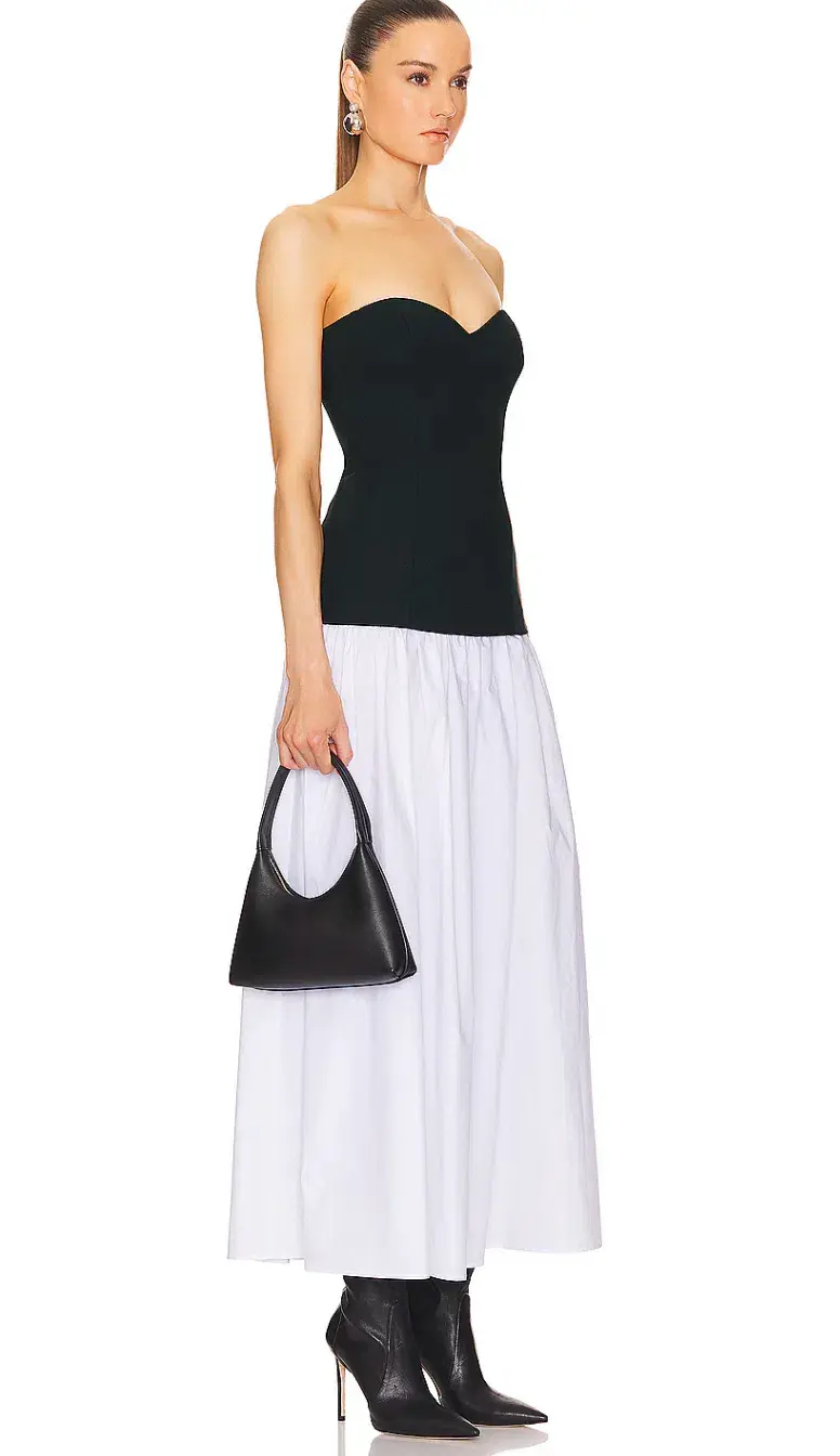 Helsa Faille Colorblock Midi Dress Black/White Size 8  - Image 7