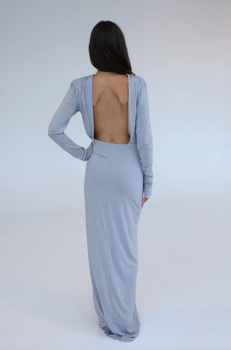 Helsa Jersey Backless Maxi Dress Grey Size 8  - Image 3