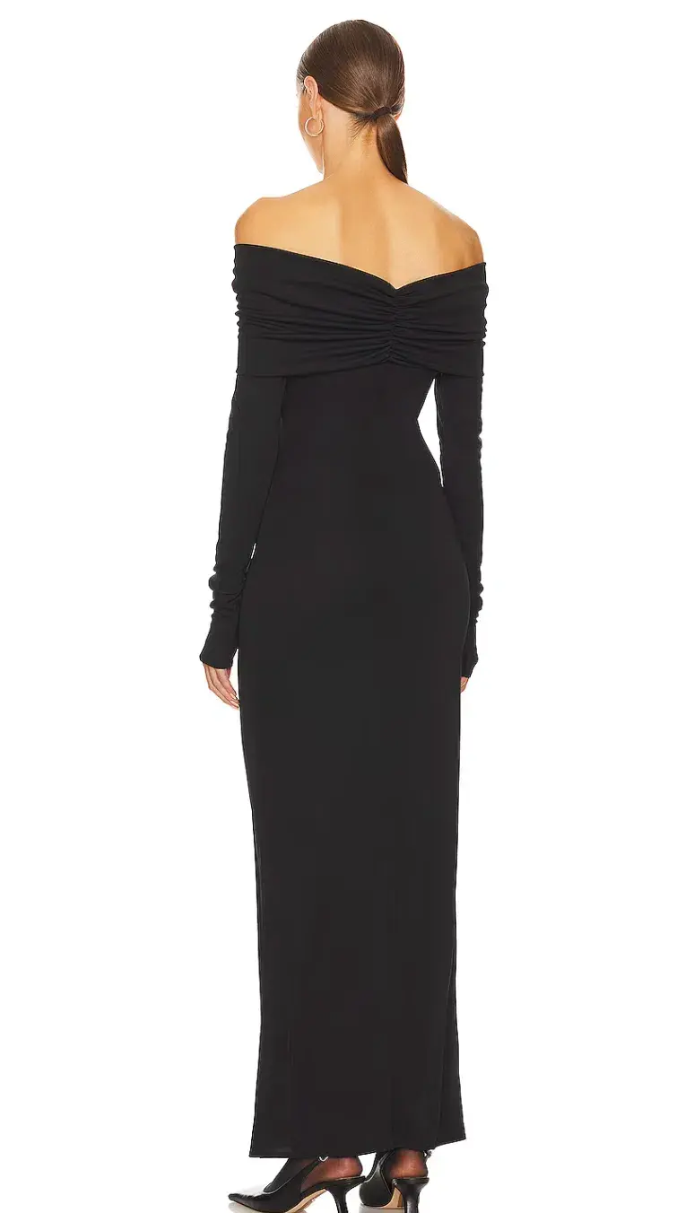 Helsa Matte Jersey Off Shoulder Maxi Dress Black Size 8  - Image 5