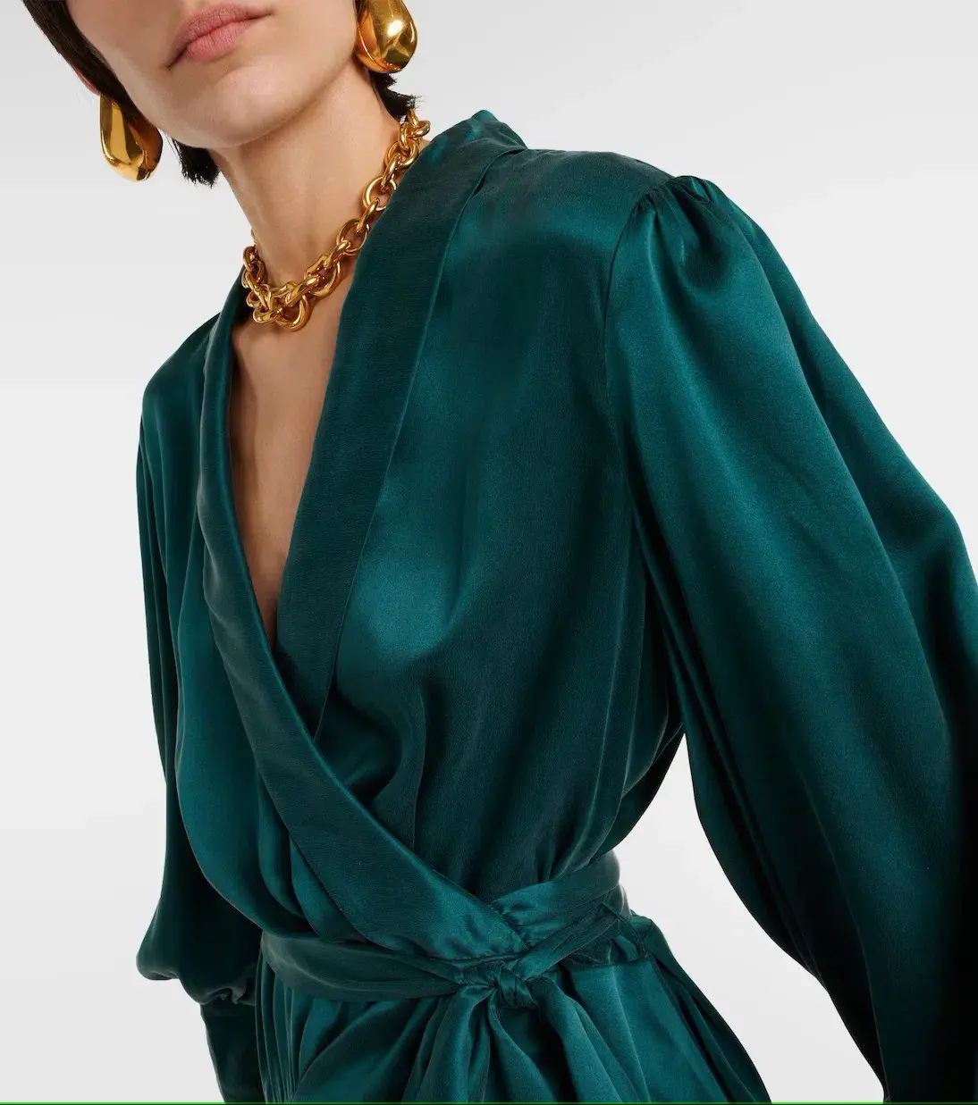 Zimmermann Silk Wrap Mini Dress in Emerald Size 0 / AU 8 - Image 2